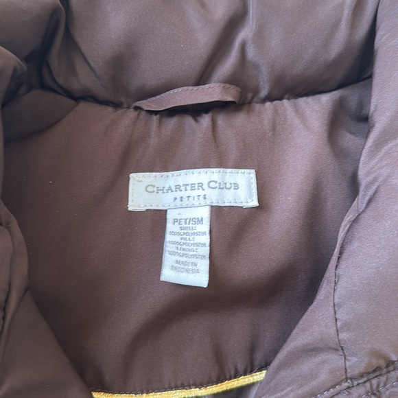 Charter Club Brown Puffer Vest Petite Small – Zip Front, Quilted, Lightweight - Picture 2 of 10